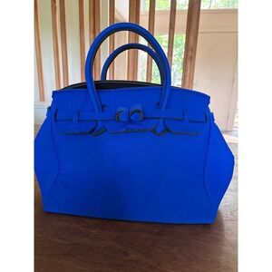 Save My Bag Miss Lycra Tote Electric Blue Made in Italy Handbag Bow Detail